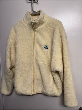 American Vintage Cream Sherpa Zip-Up Jacket
